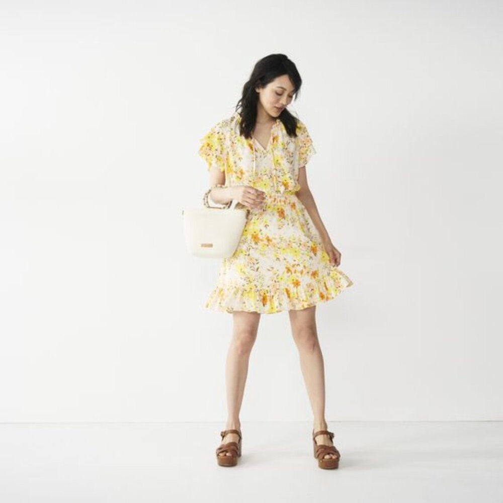 NWT Lauren Conrad Floral Pleat Neck Dress Size XL